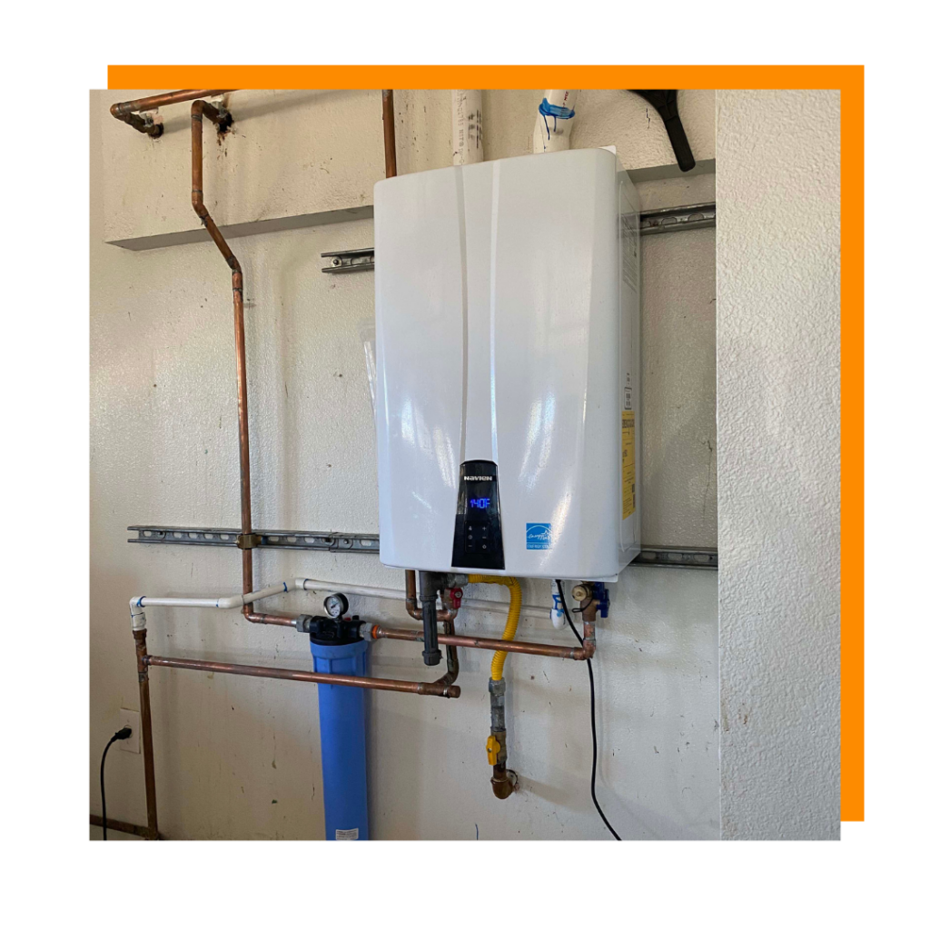 tankless water heater on wall