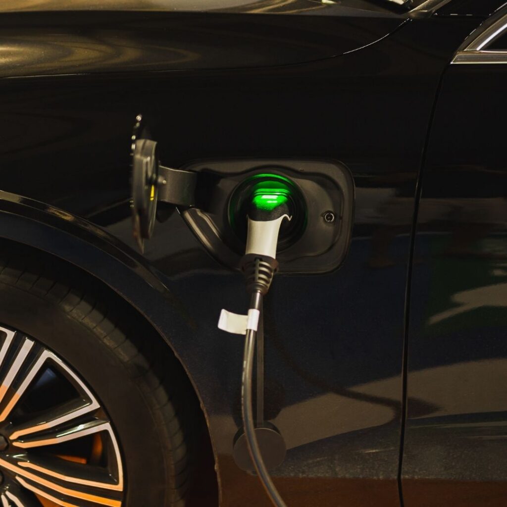 An EV charger in a car