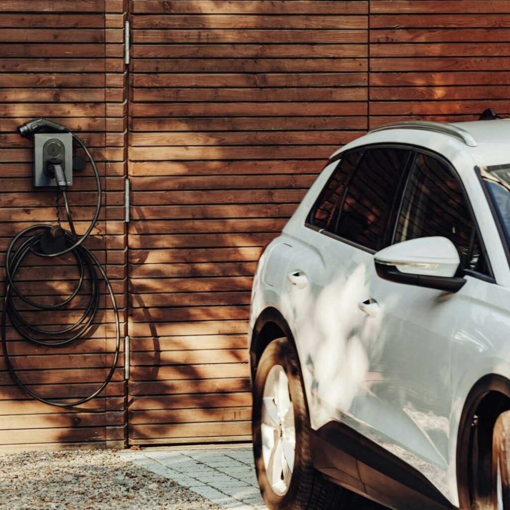 An ev charger outside of a home